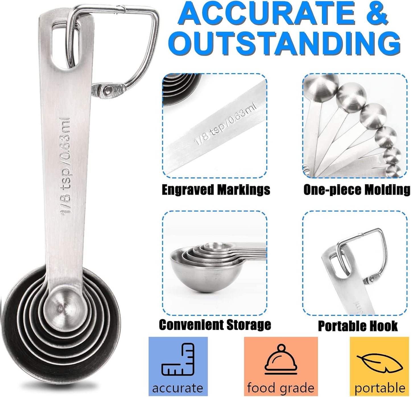 6pcs Multi-Purpose Measuring Spoons Stainless Steel
