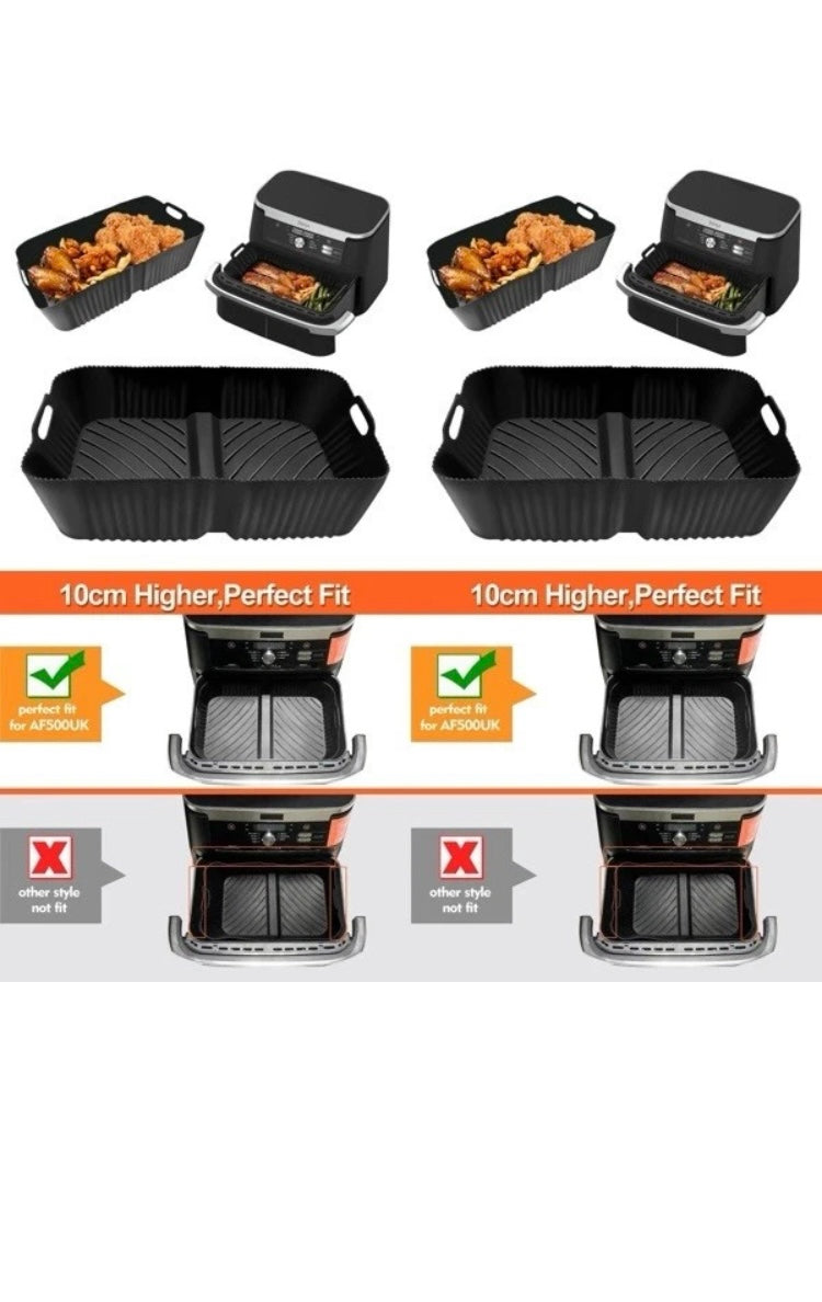 Air fryer Liners For Ninja Foodi Flexdrawer AF 500UK 10.4L 2 X Silicone Liners