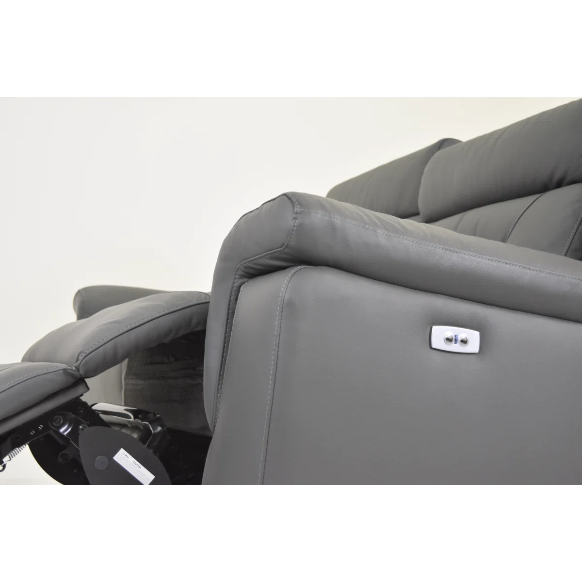 Genuine Leather Electric Recliner Sofa with USB Port – Power Adjustable Chair in Grey