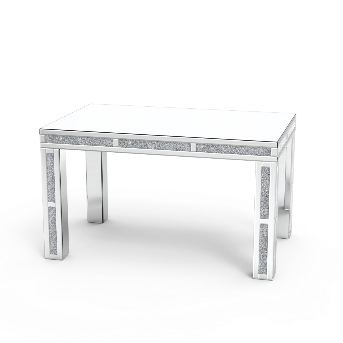 Premium Mirrored Glass Table With Crushed Diamond Trim