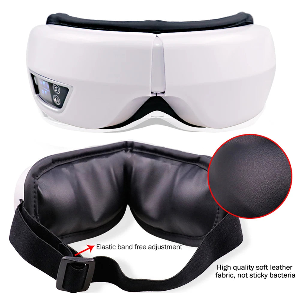 6D Wireless Eye Massager, Multi-Function, Heat And Vibration With Bluetooth Music Feature