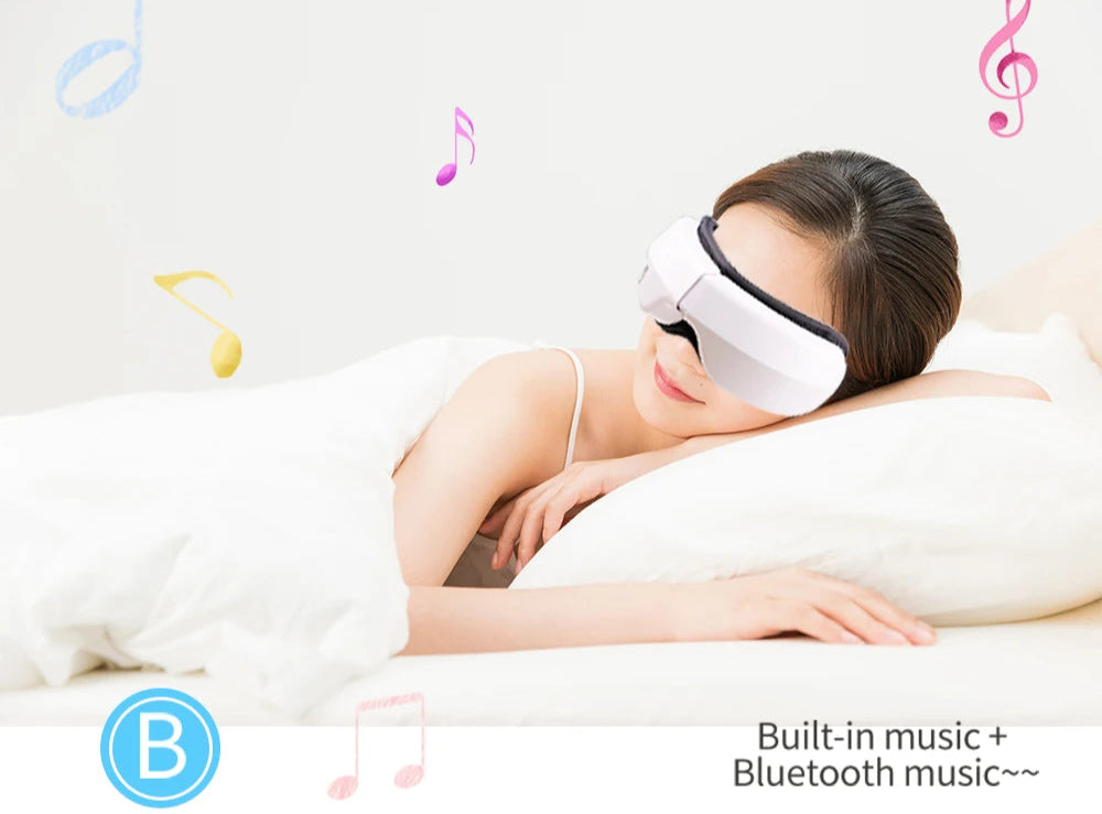 6D Wireless Eye Massager, Multi-Function, Heat And Vibration With Bluetooth Music Feature