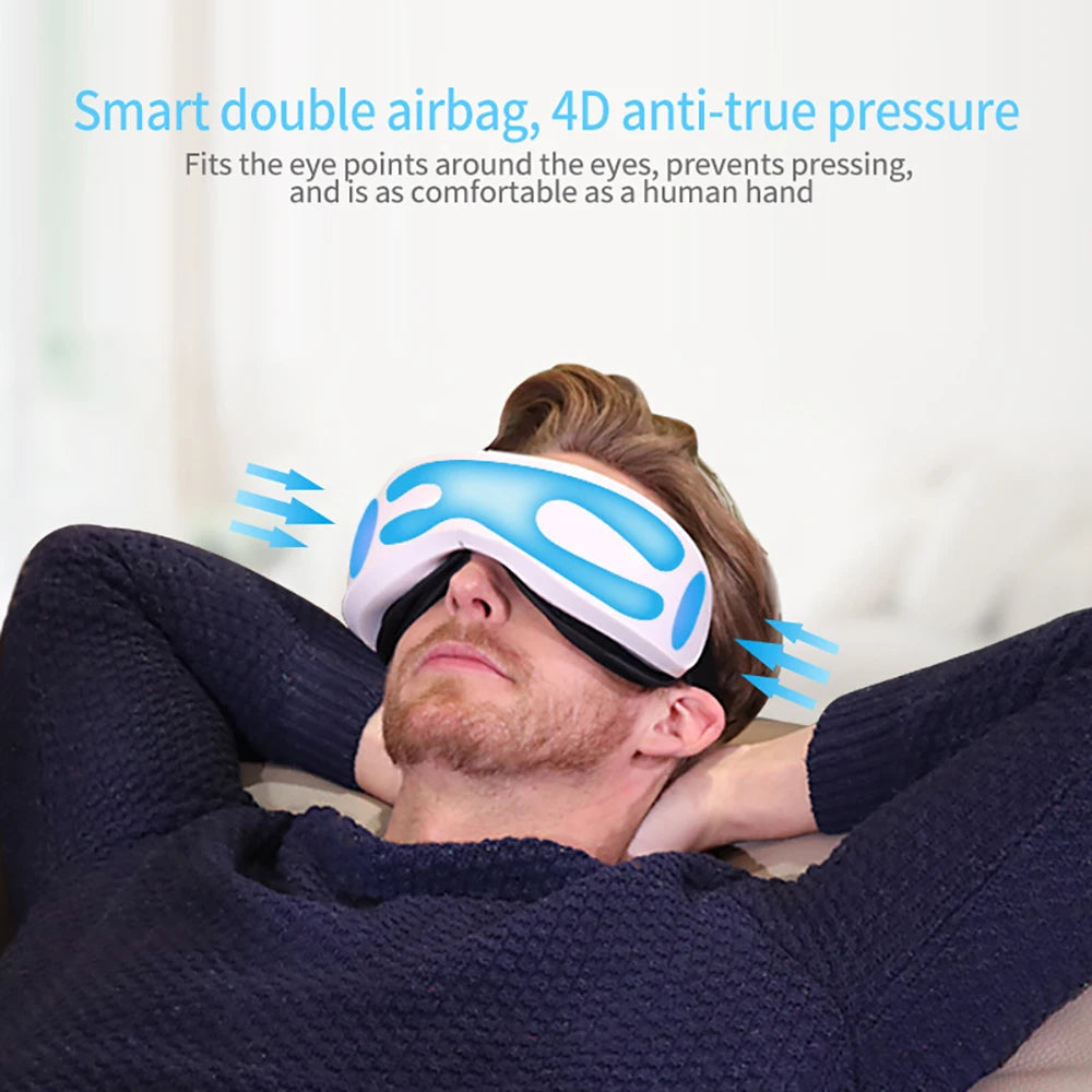 6D Wireless Eye Massager, Multi-Function, Heat And Vibration With Bluetooth Music Feature