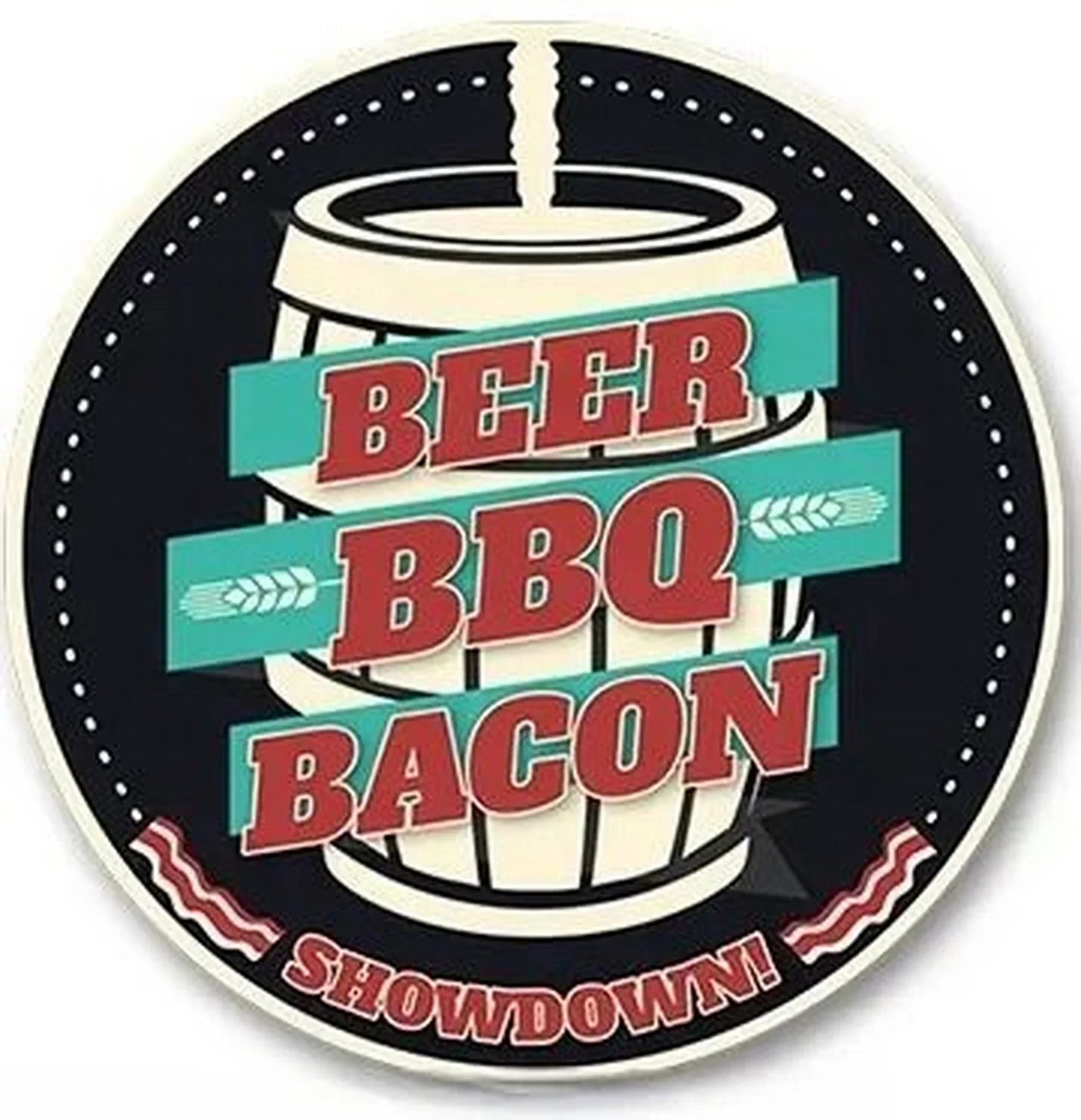 Retro Tin And Aluminium BBQ Signs. Novelty, Round, Vintage Style Signs For Garden, Shed, Man Cave, Restaurants And Cafes
