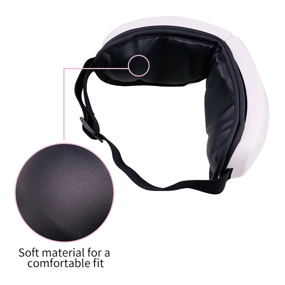 6D Wireless Eye Massager, Multi-Function, Heat And Vibration With Bluetooth Music Feature