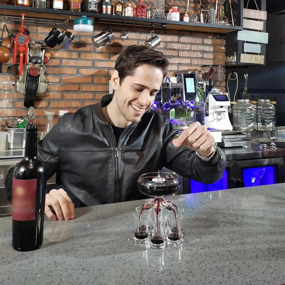 LED Party Shot Dispenser. Multi-Pour Shot Drinks With 6 Shot Glasses