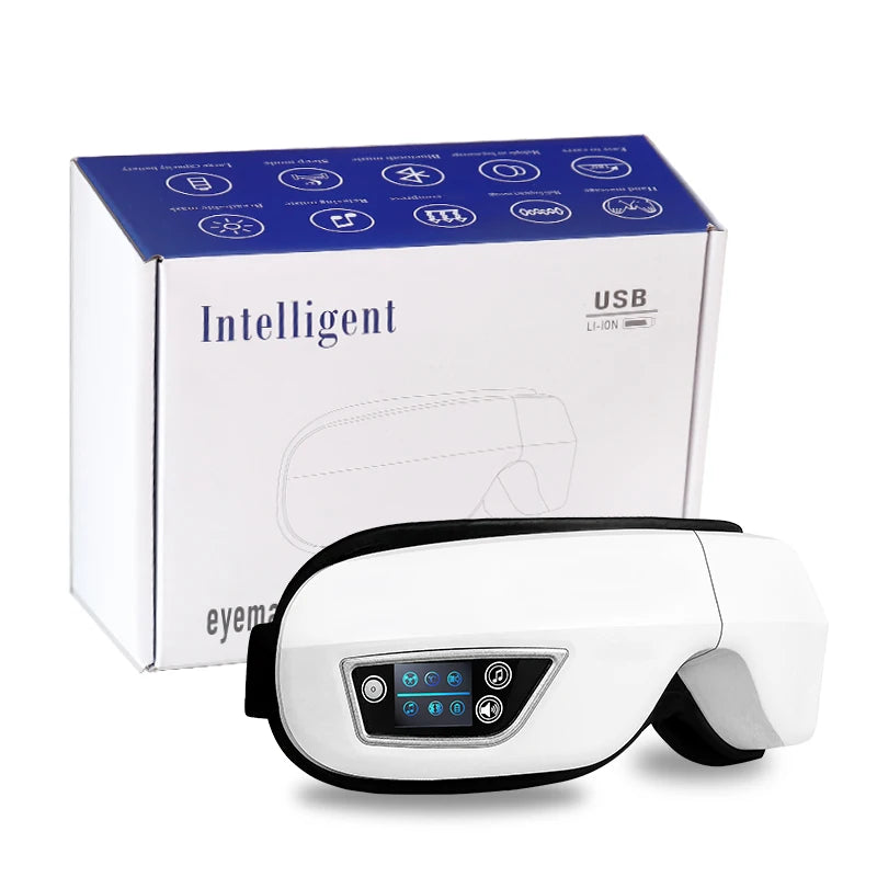 6D Wireless Eye Massager, Multi-Function, Heat And Vibration With Bluetooth Music Feature