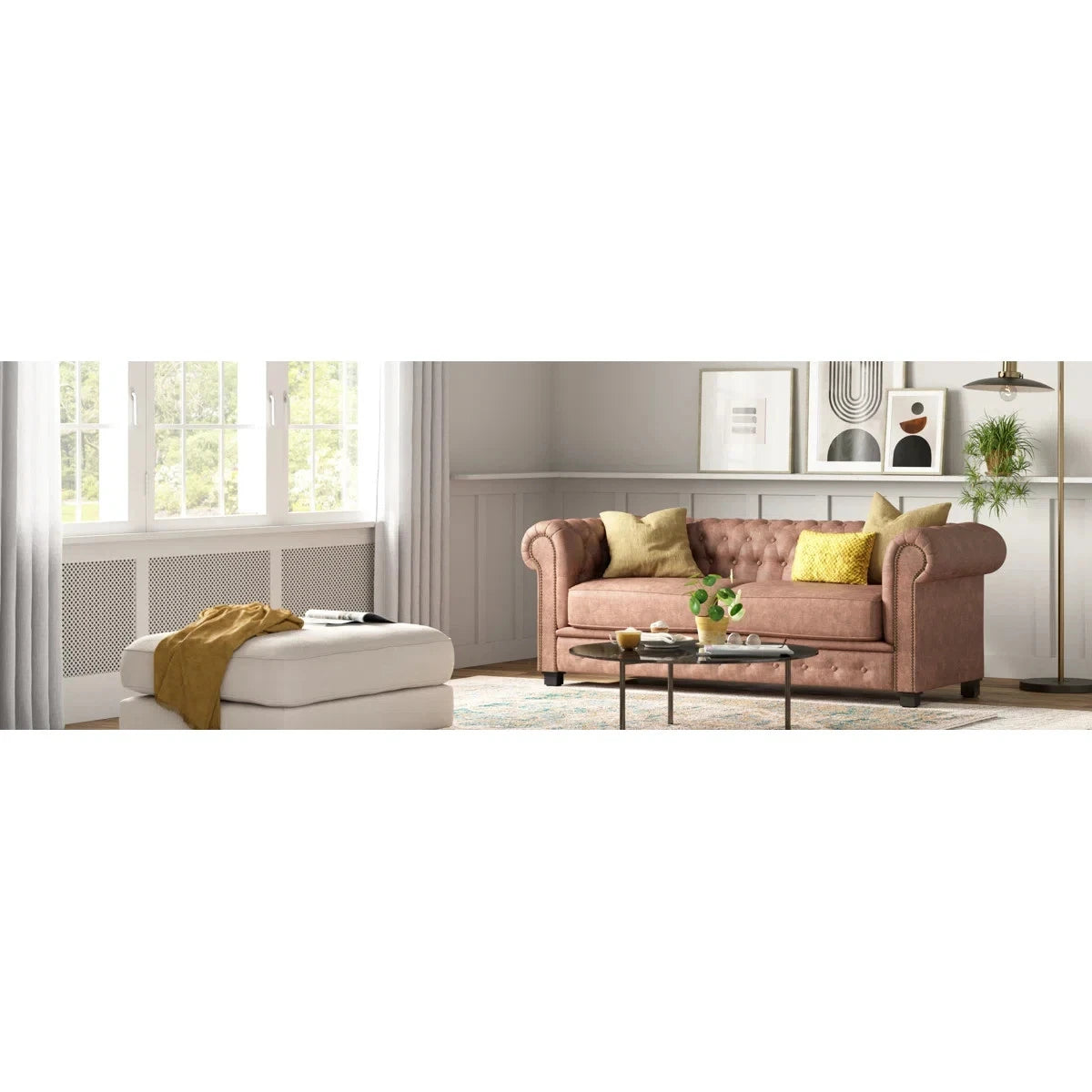 Faux Leather Chesterfield Sofa, 2 & 3 Seater Button Tufted Couch - Brown