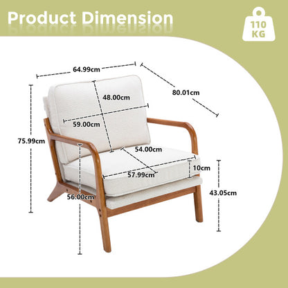 Mid-Century Modern Armchair. Stylish, Solid Accent Chair With Soft Upholstered Padding