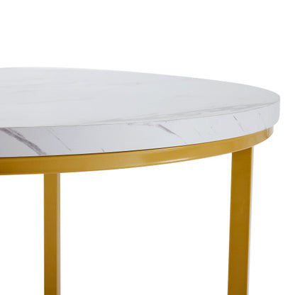 5-Piece Dining Set Marble Effect Table & 4 Padded Stools Space Saving Dining Set