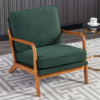 Mid-Century Modern Armchair. Stylish, Solid Accent Chair With Soft Upholstered Padding