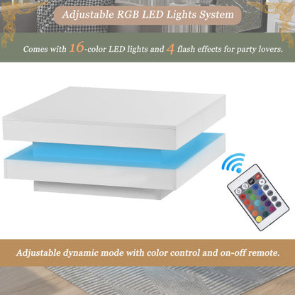 High Gloss Coffee Table. 360° Rotating Table Top With Multi-Colour LED Lighting