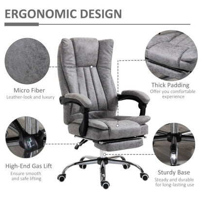 Vinsetto Home Office Chair Microfibre With Reclining Function, Foot & Armrests