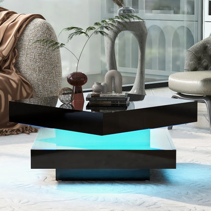 High Gloss Coffee Table. 360° Rotating Table Top With Multi-Colour LED Lighting
