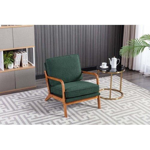 Mid-Century Modern Armchair. Stylish, Solid Accent Chair With Soft Upholstered Padding