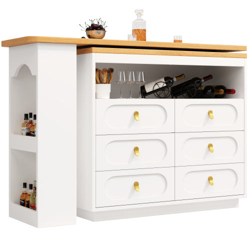 360° Rotating Kitchen Island Bar. Spice Racks, 6 Drawers & Open Storage Space