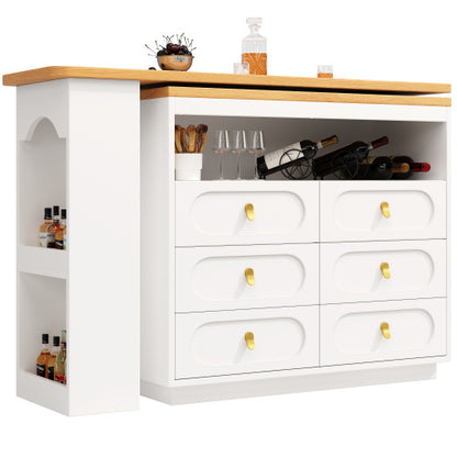 360° Rotating Kitchen Island Bar. Spice Racks, 6 Drawers & Open Storage Space