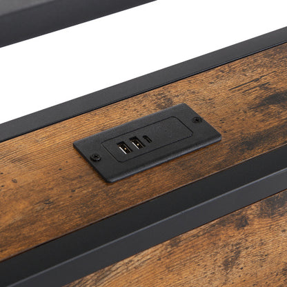 Single Bed, With Under-Bed Storage, Headboard Shelf, LED, USB & USB-C Ports, Metal Frame - Black