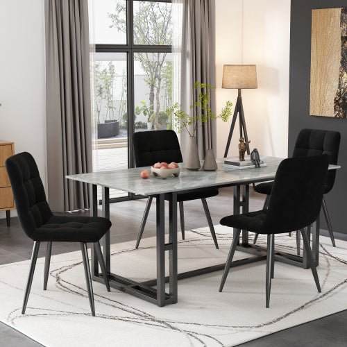 Set Of 4 Upholstered Dining Chairs. Luxury Velvet Padded Dining Chair Set