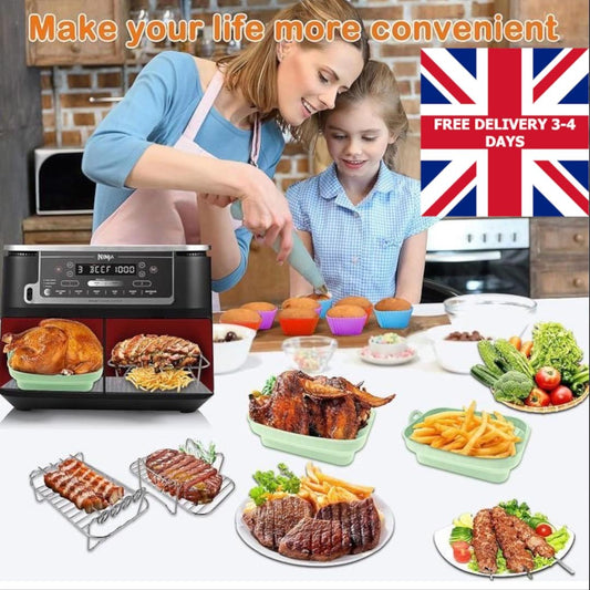 Silicone Air Fryer Liners, Racks and Accessories For Ninja Dual 13 Pcs