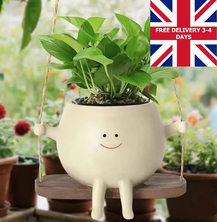 Cute Smiling Swinging Plant Pot