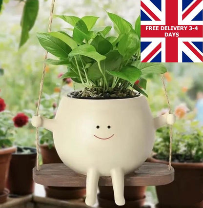 Cute Smiling Swinging Plant Pot