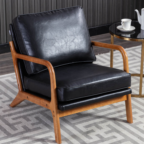 Mid-Century Modern Armchair. Stylish, Solid Accent Chair With Soft Upholstered Padding