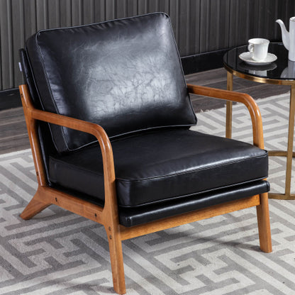Mid-Century Modern Armchair. Stylish, Solid Accent Chair With Soft Upholstered Padding