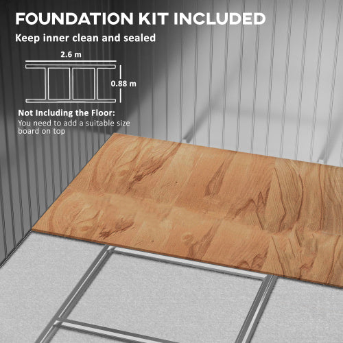 Outsunny 9 X 6ft Metal Garden Shed, Outdoor Storage Tool House With Ventilation Slots, Foundation Kit And Lockable Double Doors, Brown