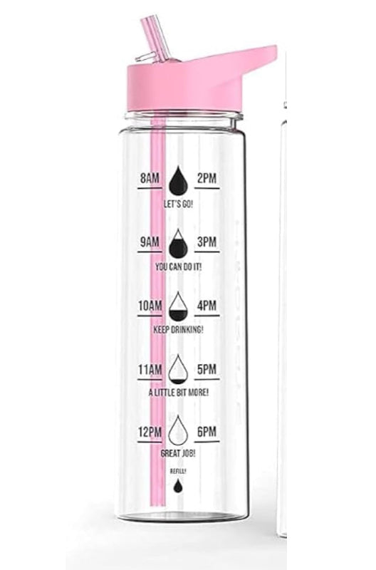 Hydrate Motivational 900ml Water Bottle with Straw