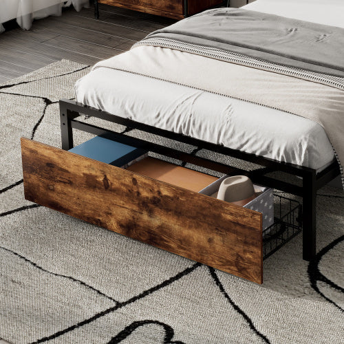 Single Bed, With Under-Bed Storage, Headboard Shelf, LED, USB & USB-C Ports, Metal Frame - Black