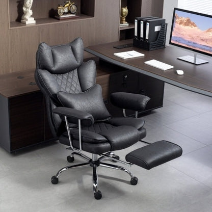 Leathaire Reclining Office Chair With Lumbar Support Pillow
