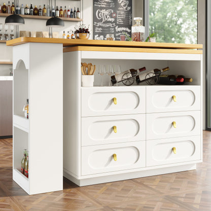 360° Rotating Kitchen Island Bar. Spice Racks, 6 Drawers & Open Storage Space