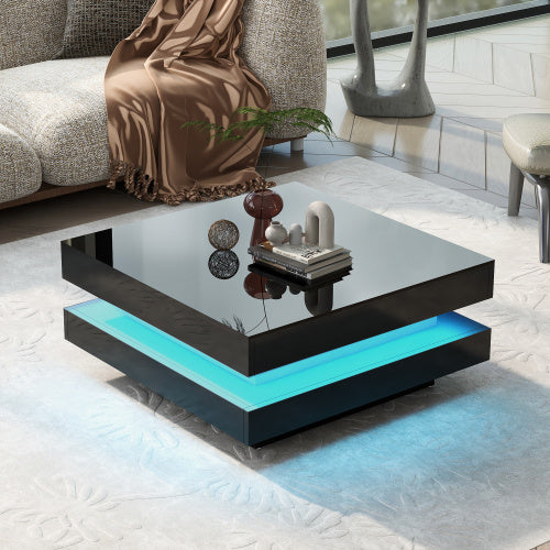 High Gloss Coffee Table. 360° Rotating Table Top With Multi-Colour LED Lighting