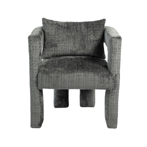 Set Of 2 Modern Chenille Lounge Chair With A Unique Hollow Armrest - Grey