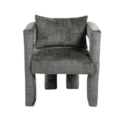 Set Of 2 Modern Chenille Lounge Chair With A Unique Hollow Armrest - Grey