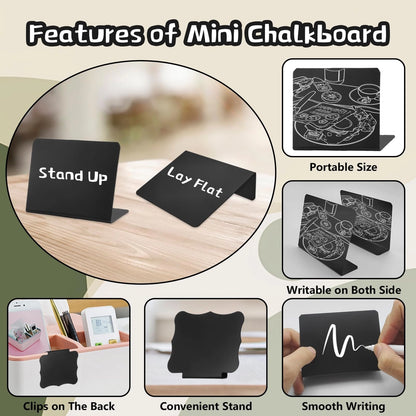 20pcs Mini Chalkboard Signs With 2 Water Soluble Pens. 2 Reusable Designs For Weddings, Parties, Product Labelling And More
