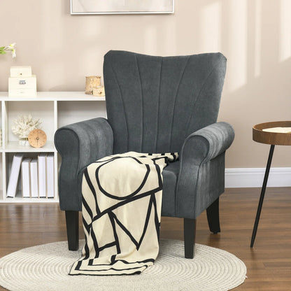 Upholstered Armchair, Solid Accent Chair With Rolled Arms