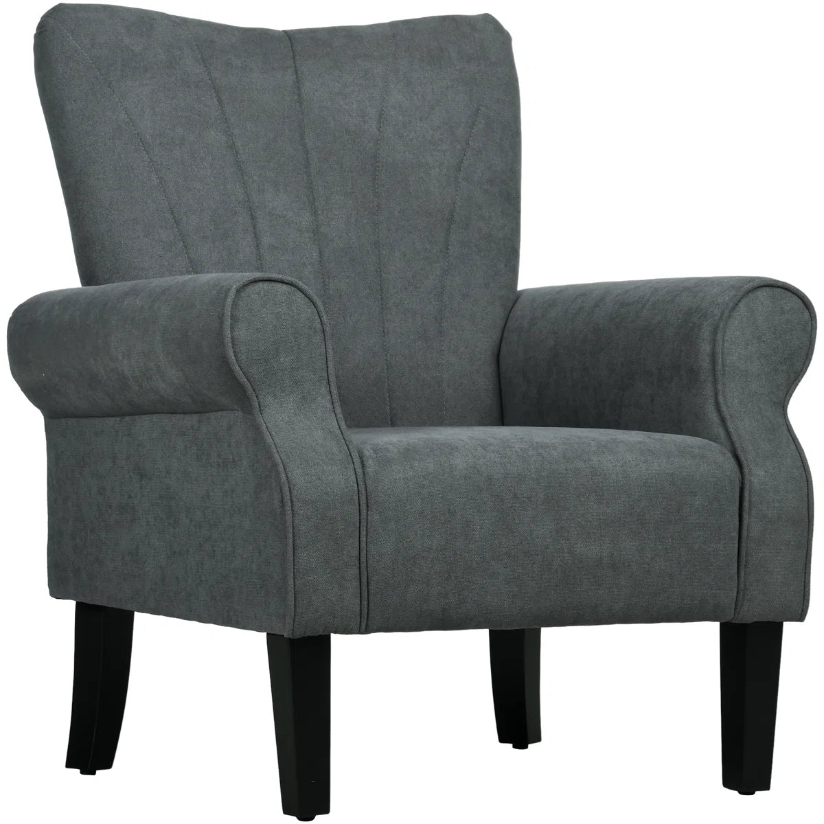 Upholstered Armchair, Solid Accent Chair With Rolled Arms