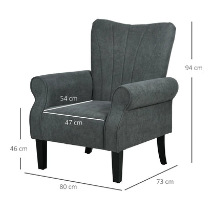 Upholstered Armchair, Solid Accent Chair With Rolled Arms