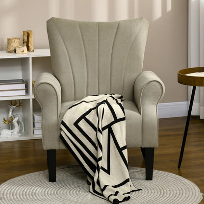 Upholstered Armchair, Solid Accent Chair With Rolled Arms