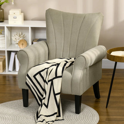 Upholstered Armchair, Solid Accent Chair With Rolled Arms