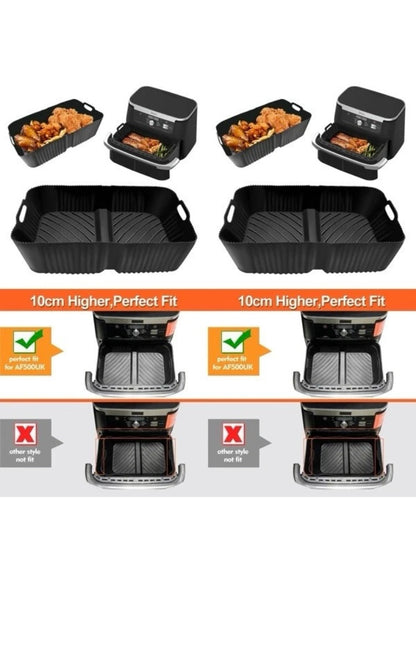 Air fryer Liners For Ninja Foodi Flexdrawer AF 500UK 10.4L 2 X Silicone Liners