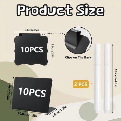 20pcs Mini Chalkboard Signs With 2 Water Soluble Pens. 2 Reusable Designs For Weddings, Parties, Product Labelling And More