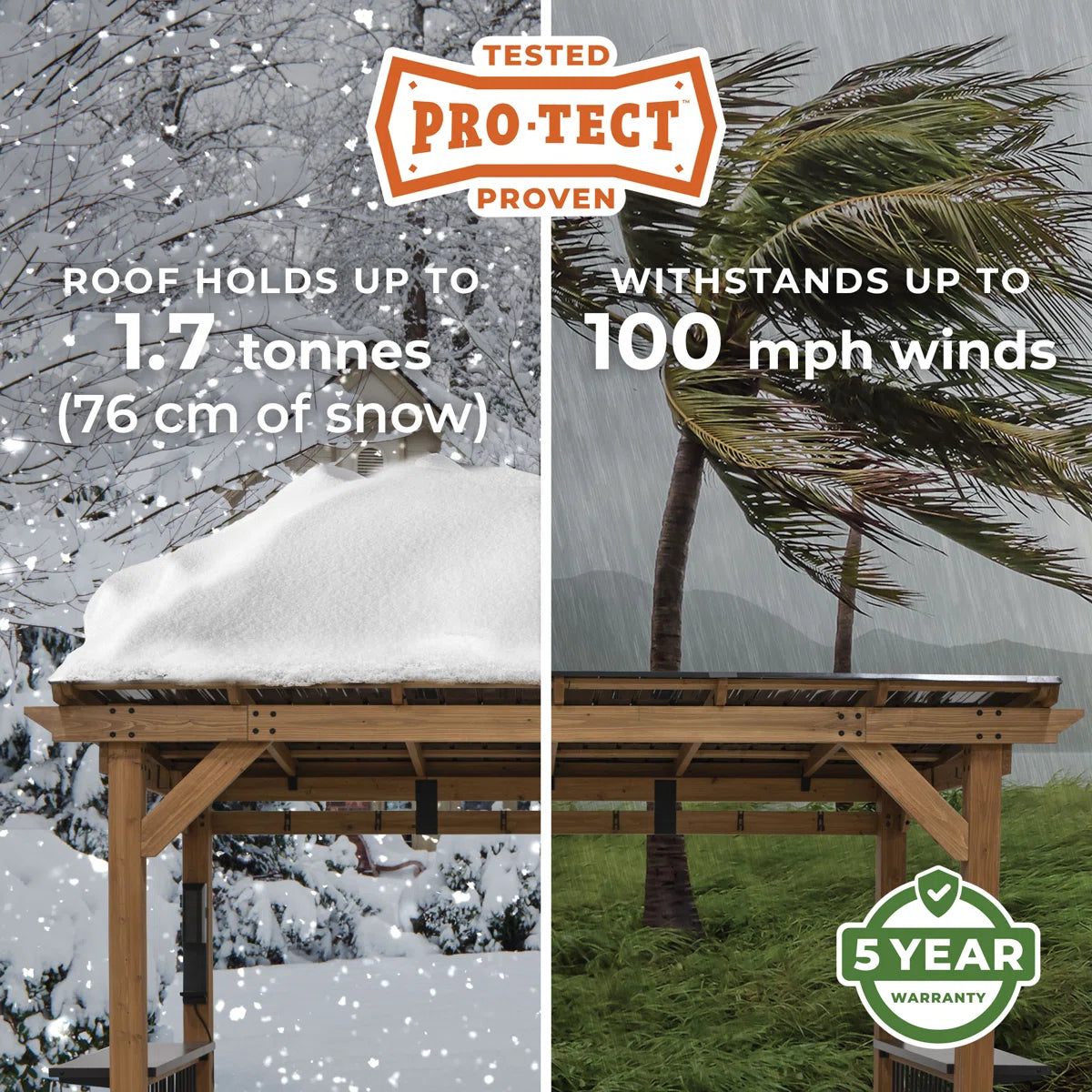 XL Cedar Wood BBQ Gazebo with Steel Roof – All-Weather Outdoor Barbecue Shelter with Counters & Hooks