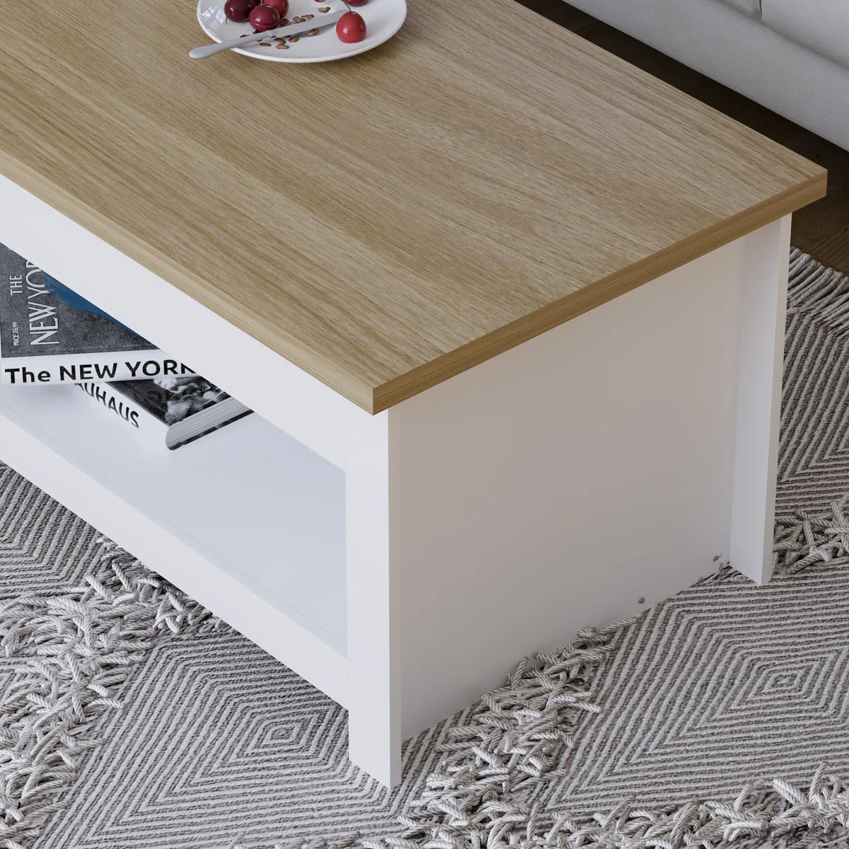 Sled Coffee Table With Storage. Two-Tone Living Room Table