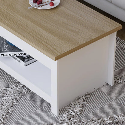Sled Coffee Table With Storage. Two-Tone Living Room Table