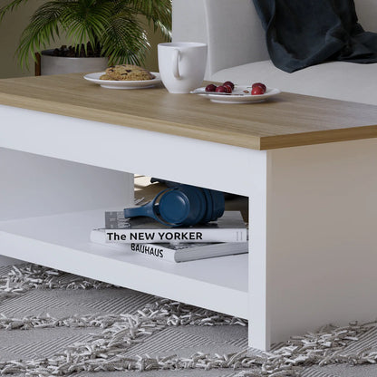 Sled Coffee Table With Storage. Two-Tone Living Room Table