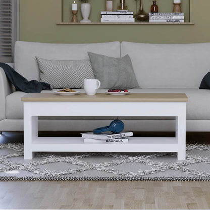Sled Coffee Table With Storage. Two-Tone Living Room Table
