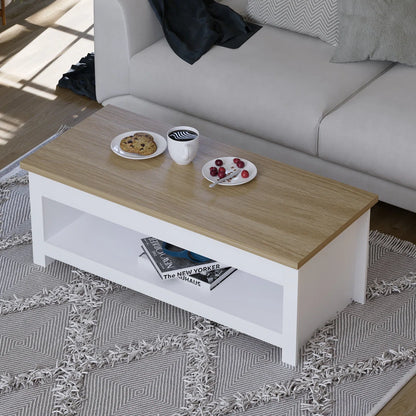Sled Coffee Table With Storage. Two-Tone Living Room Table